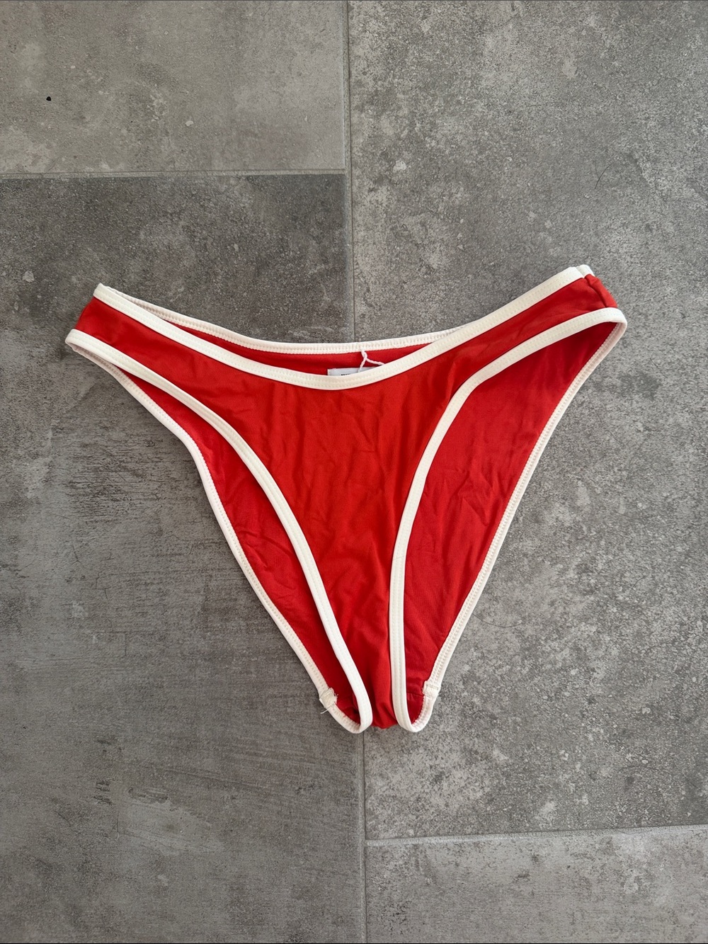 We Wore What Red Bikini Bottom with White Trim